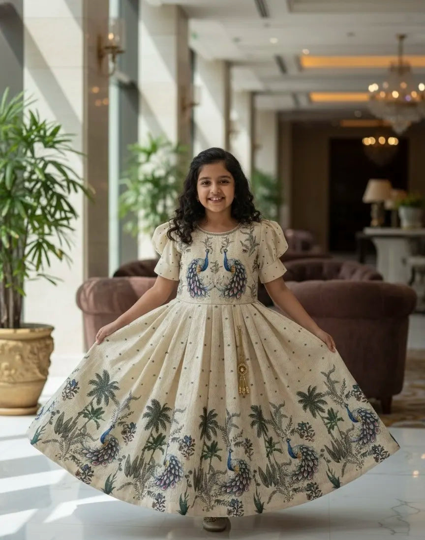 The Majestic Peacock Print Gown