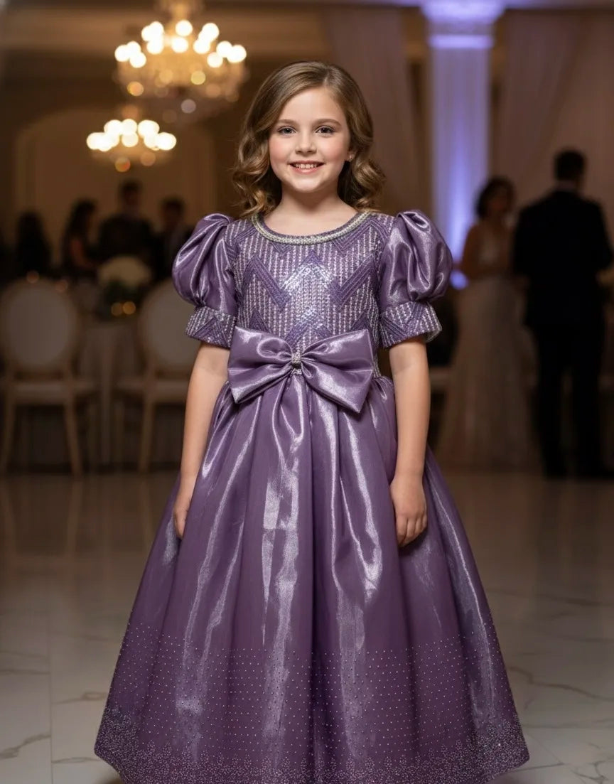 Enchanting Princess Ball Gown: Crystal Satin & Sequin Delight