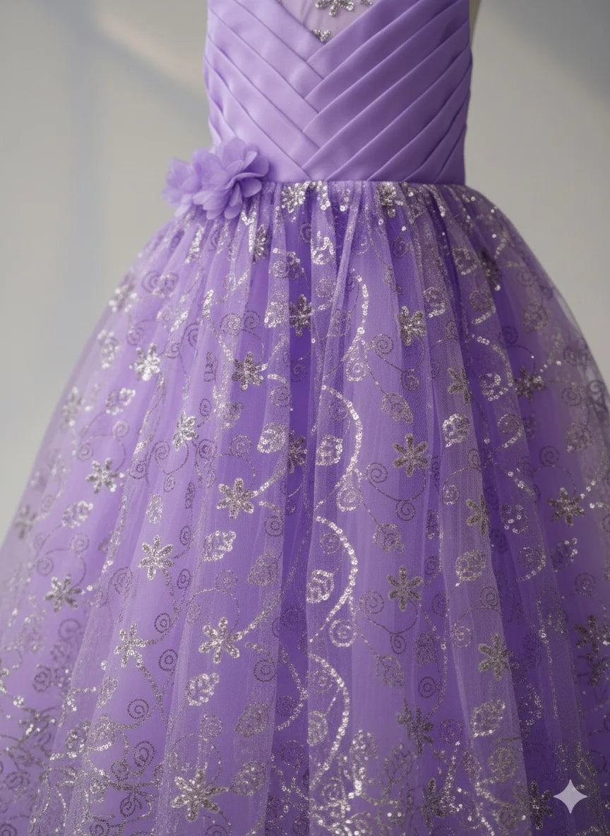 Charming Sequin & Net A-Line Princess Gown