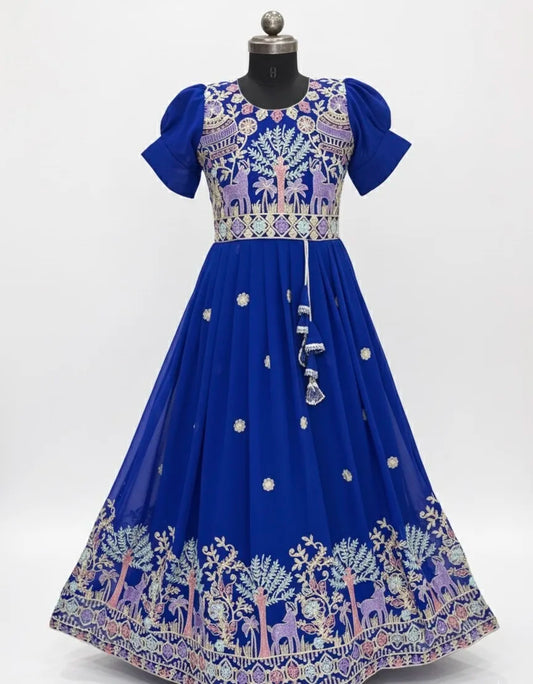 Exquisite Embroidered Georgette Long Gown