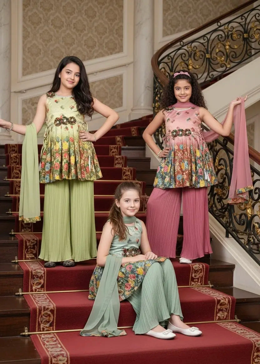 Enchanting Ethnic Palazzo Set for Girls (Available in 3 Colors!)