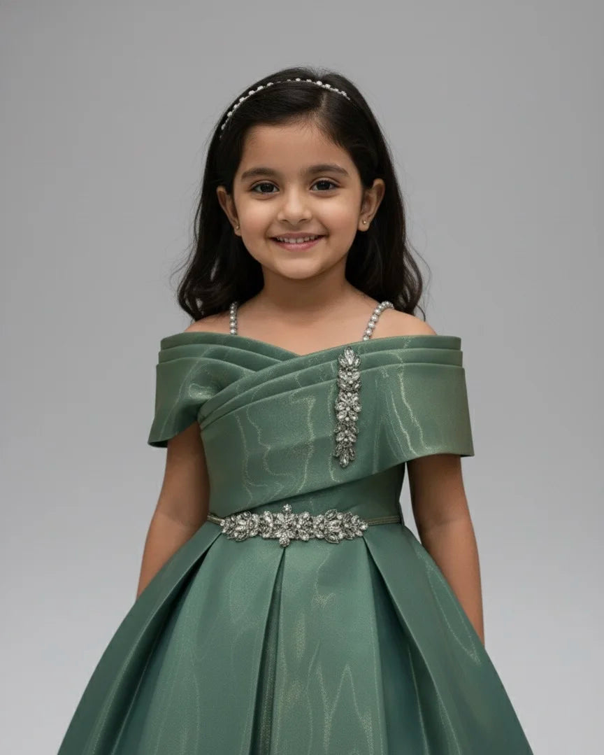 The Aurora Crystal Satin Party Dress