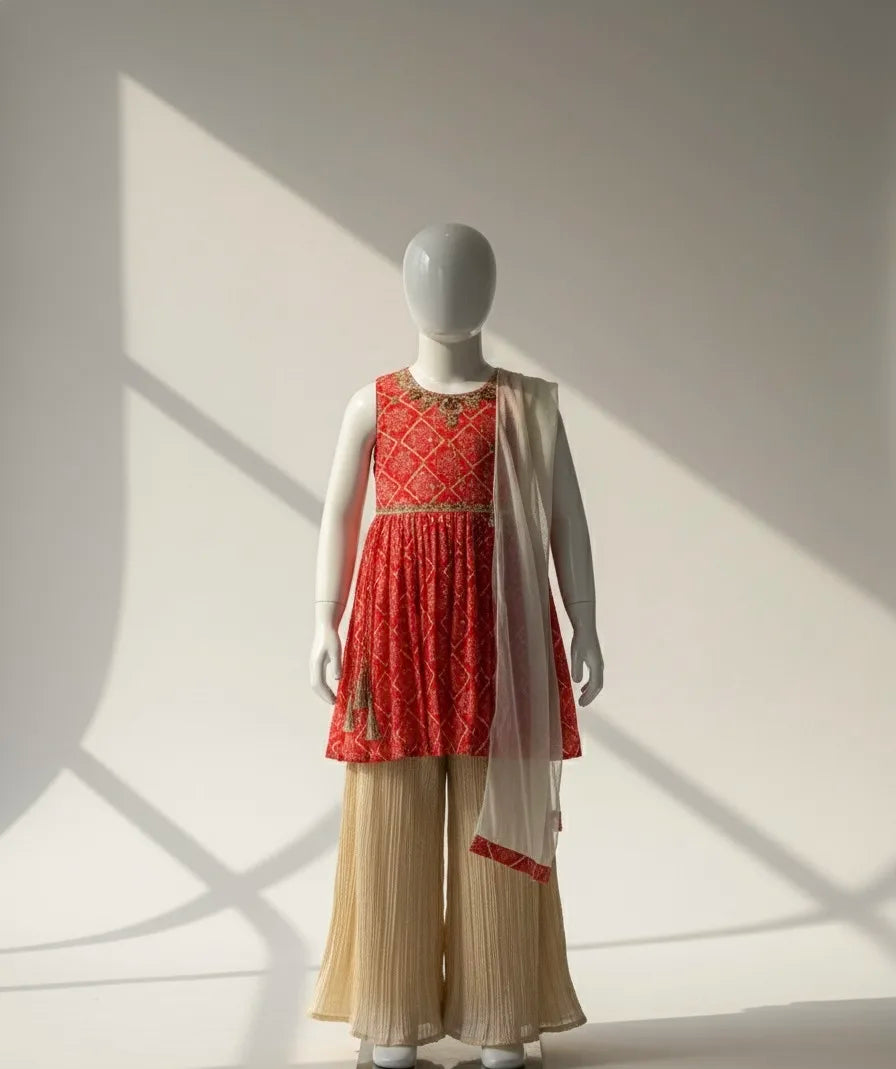 Elegance Unveiled: The Zari Handwork Peplum Palazzo Set