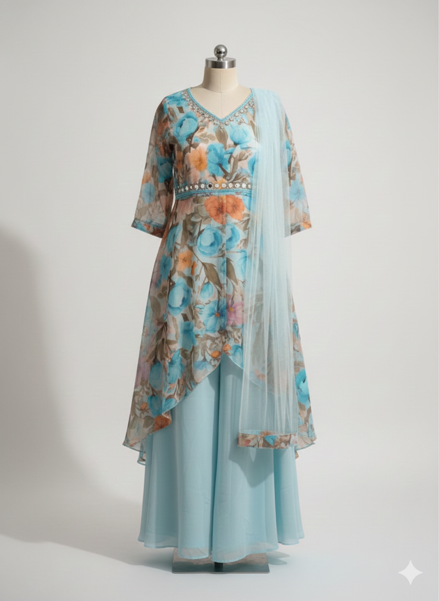 Floral Elegance Palazzo Set