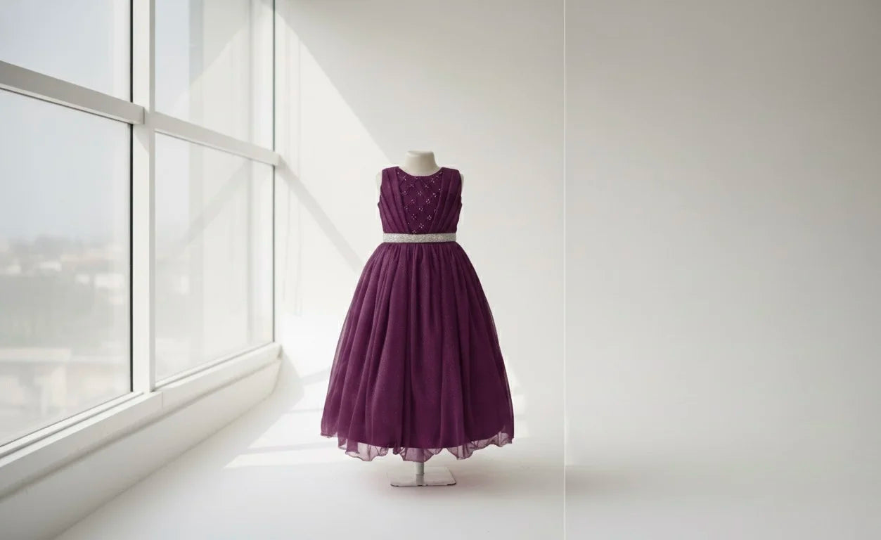 Elegant Sparkle Galaxy Princess Gown for Kids