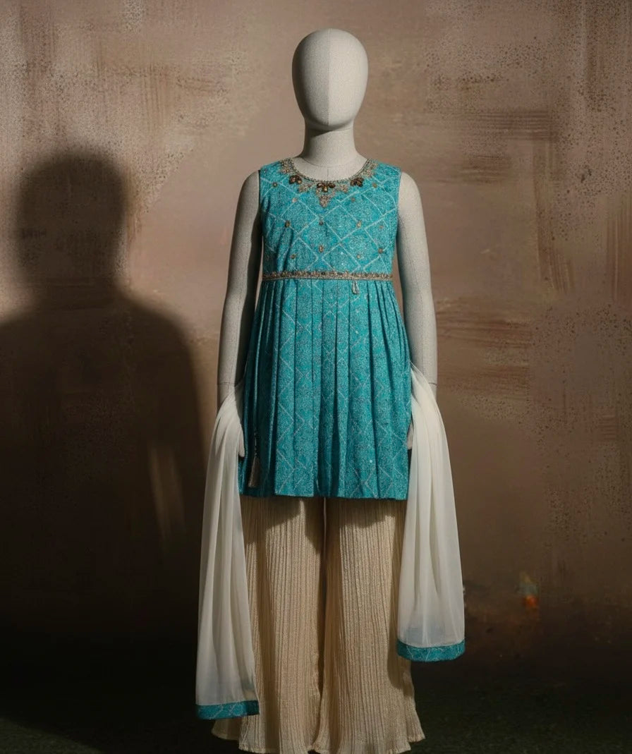 Elegance Unveiled: The Zari Handwork Peplum Palazzo Set