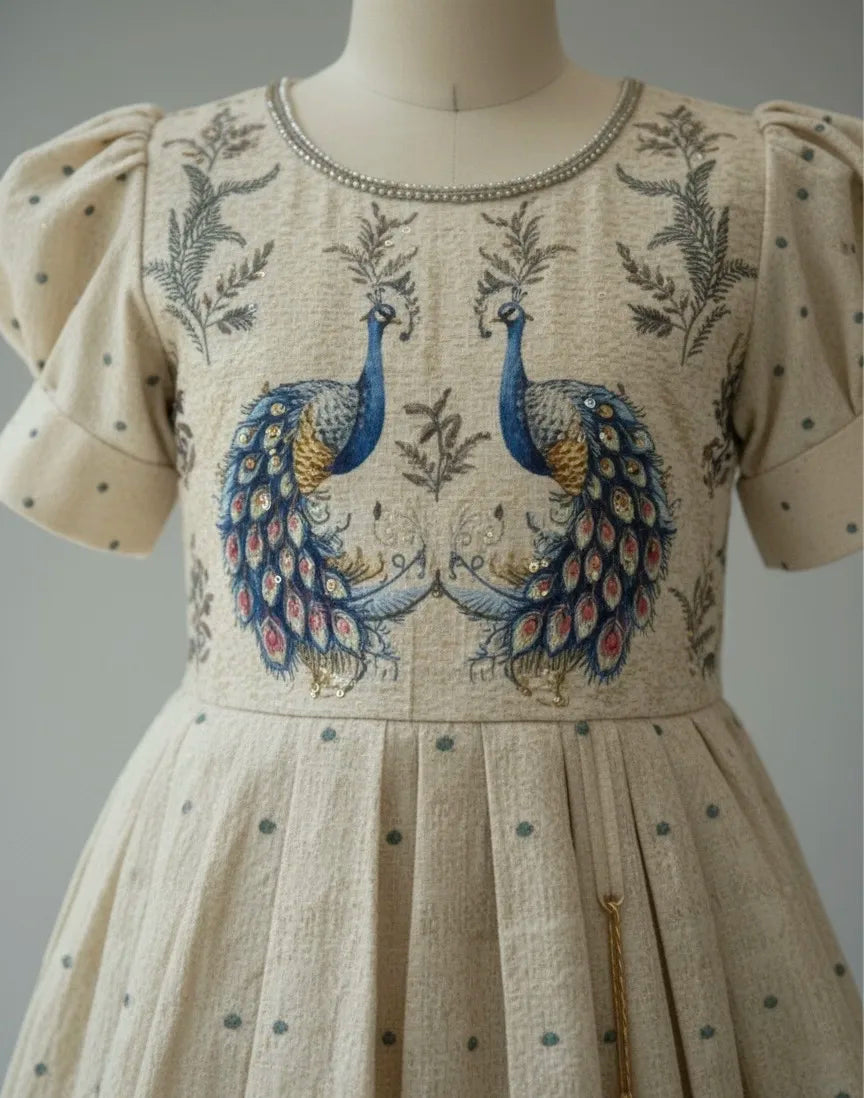 The Majestic Peacock Print Gown