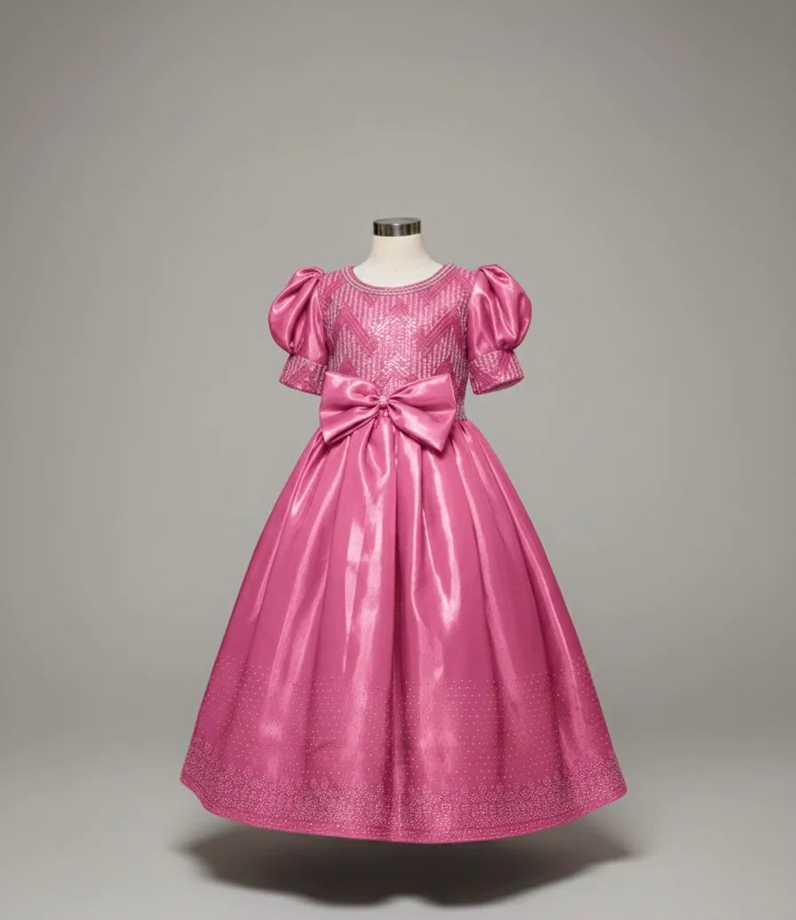 Enchanting Princess Ball Gown: Crystal Satin & Sequin Delight