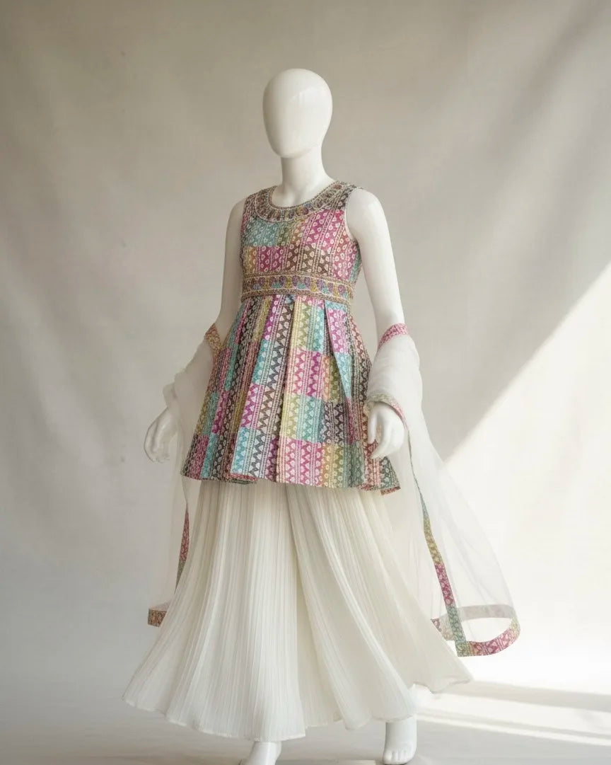 Charming Chikankari-Inspired Palazzo Set for Girls