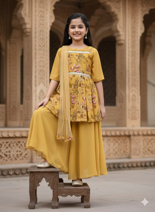 Festive Flora: Georgette Palazzo Set for Girls