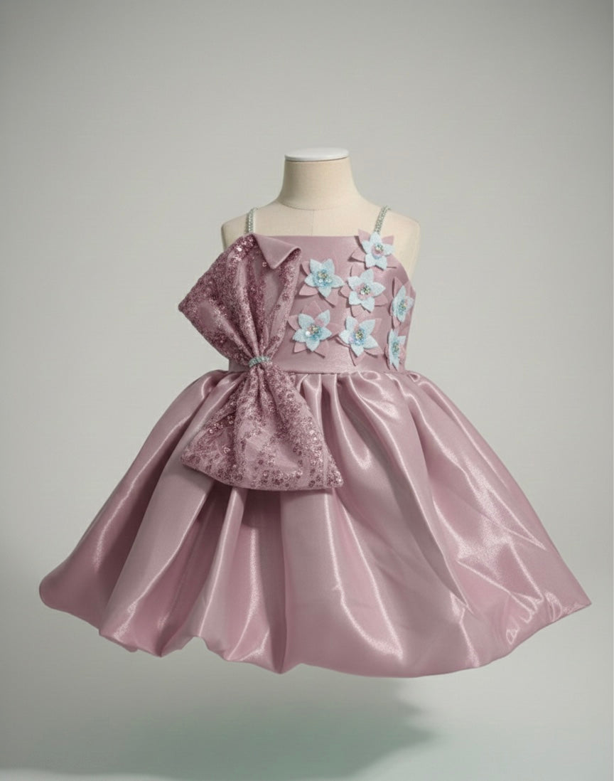 Elegant Crystal Satin Party Frock