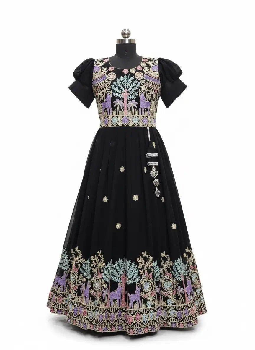 Exquisite Embroidered Georgette Long Gown