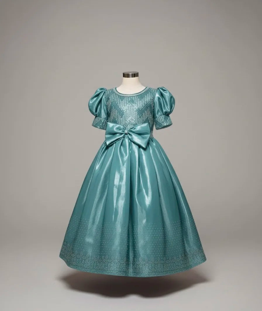 Enchanting Princess Ball Gown: Crystal Satin & Sequin Delight