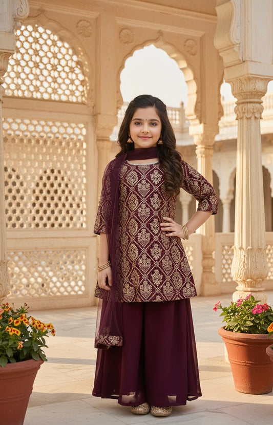 Dazzling Brocade & Swarovski Palazzo Set