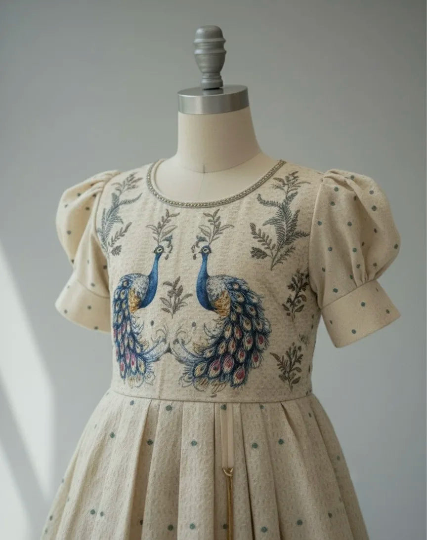 The Majestic Peacock Print Gown