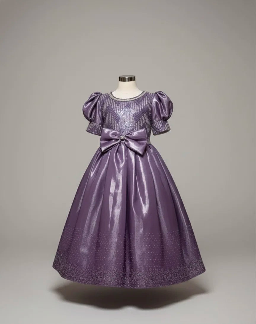 Enchanting Princess Ball Gown: Crystal Satin & Sequin Delight