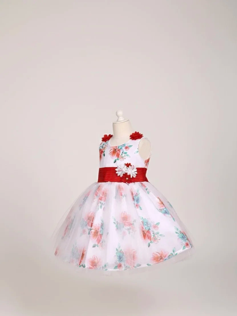Enchanting Floral Print Girls' Party Dress