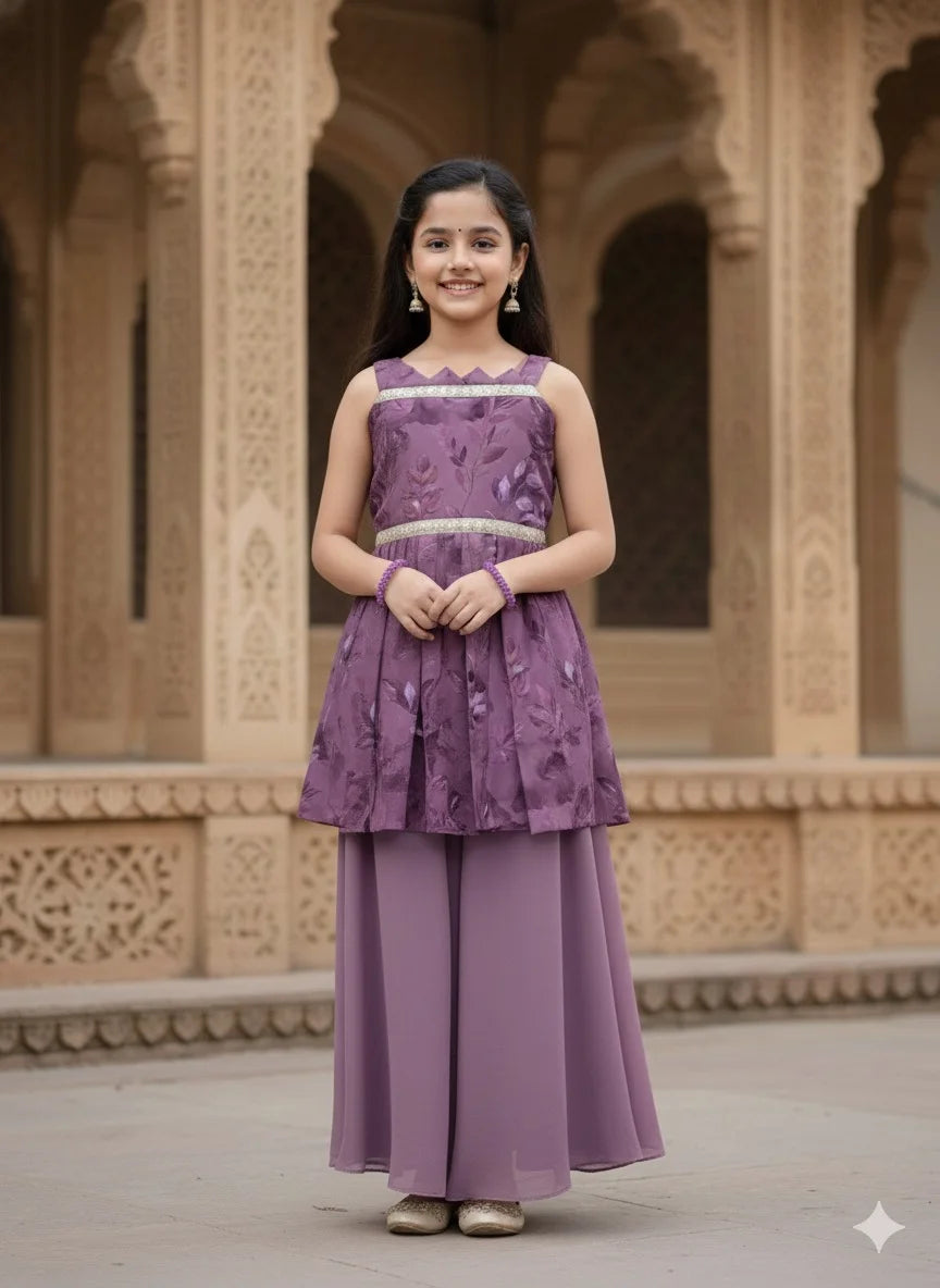 Festive Flora: Georgette Palazzo Set for Girls