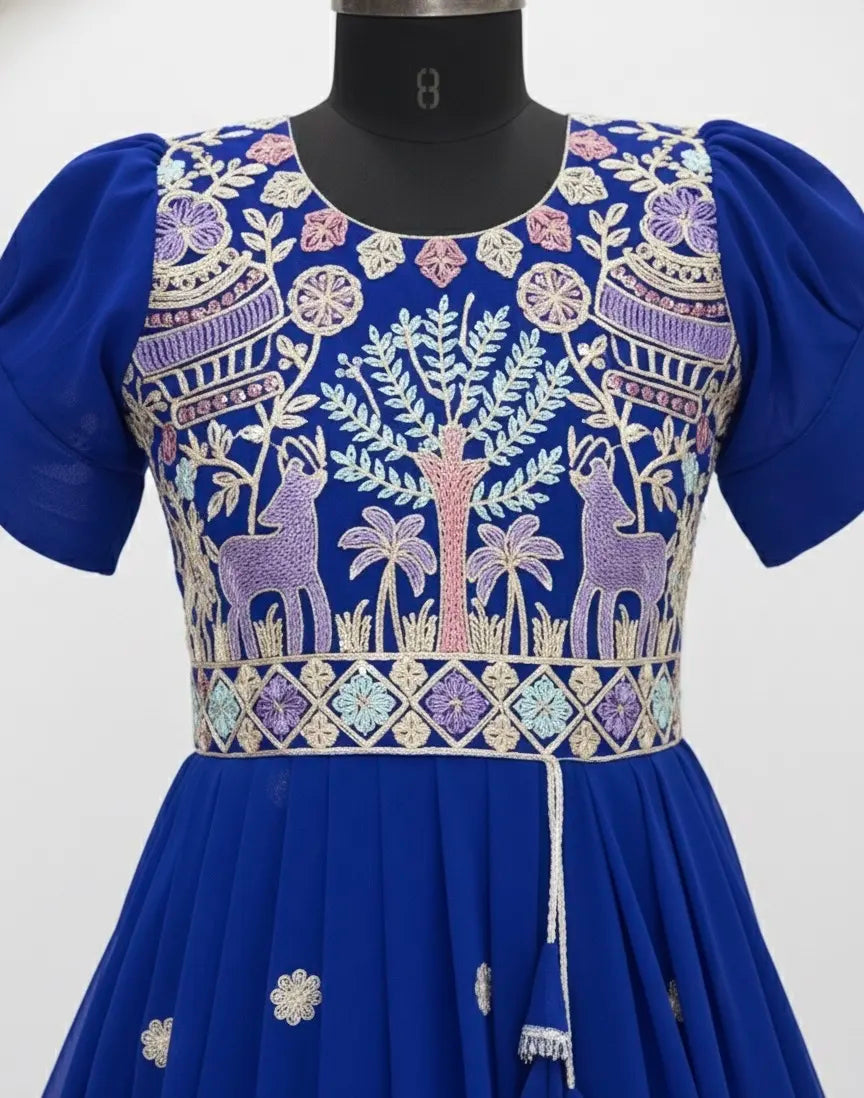 Exquisite Embroidered Georgette Long Gown