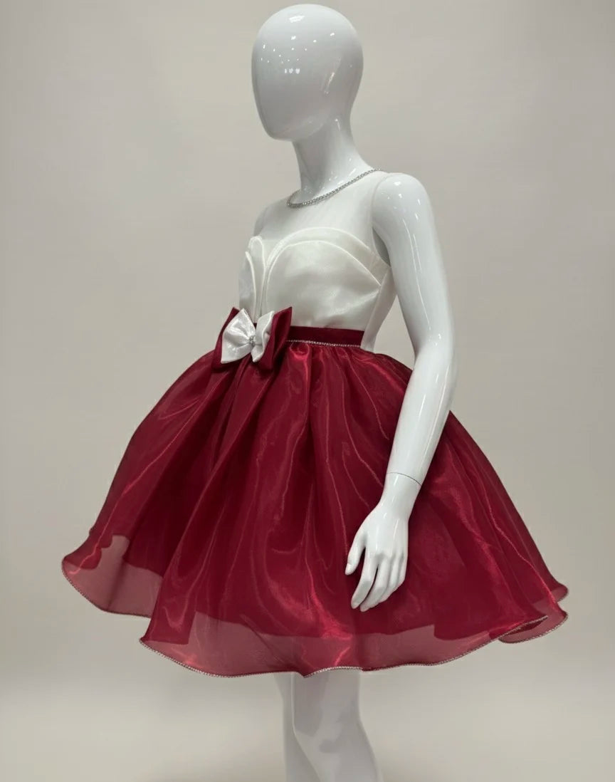 Elegant Shimmer Princess Dress - Available in Ruby Red & Royal Plum