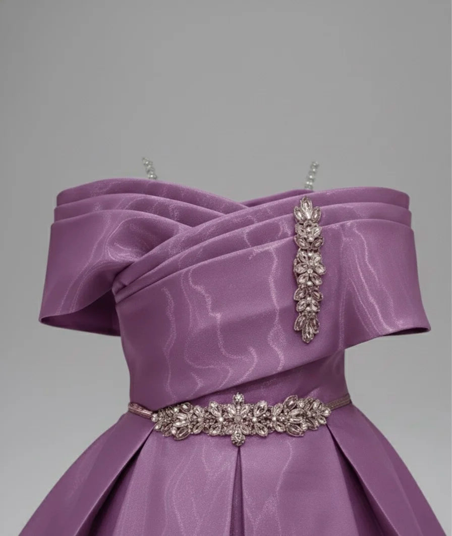 The Aurora Crystal Satin Party Dress