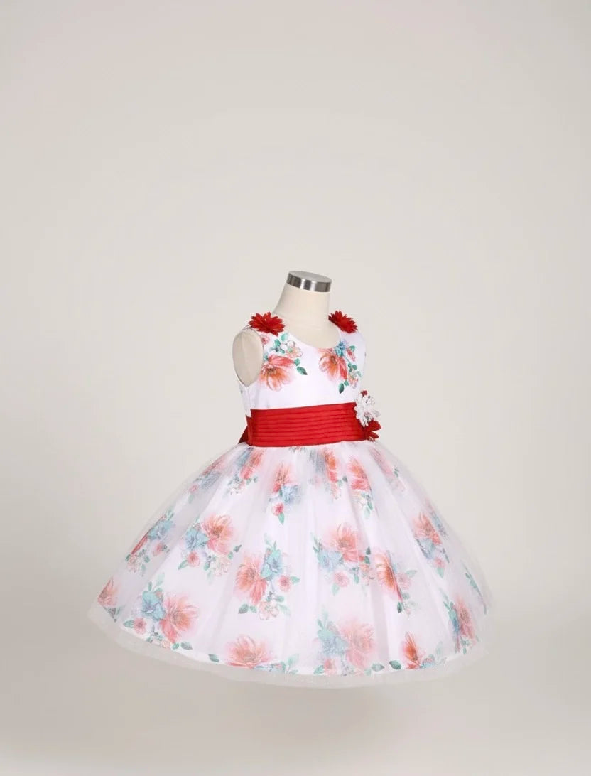 Enchanting Floral Print Girls' Party Dress