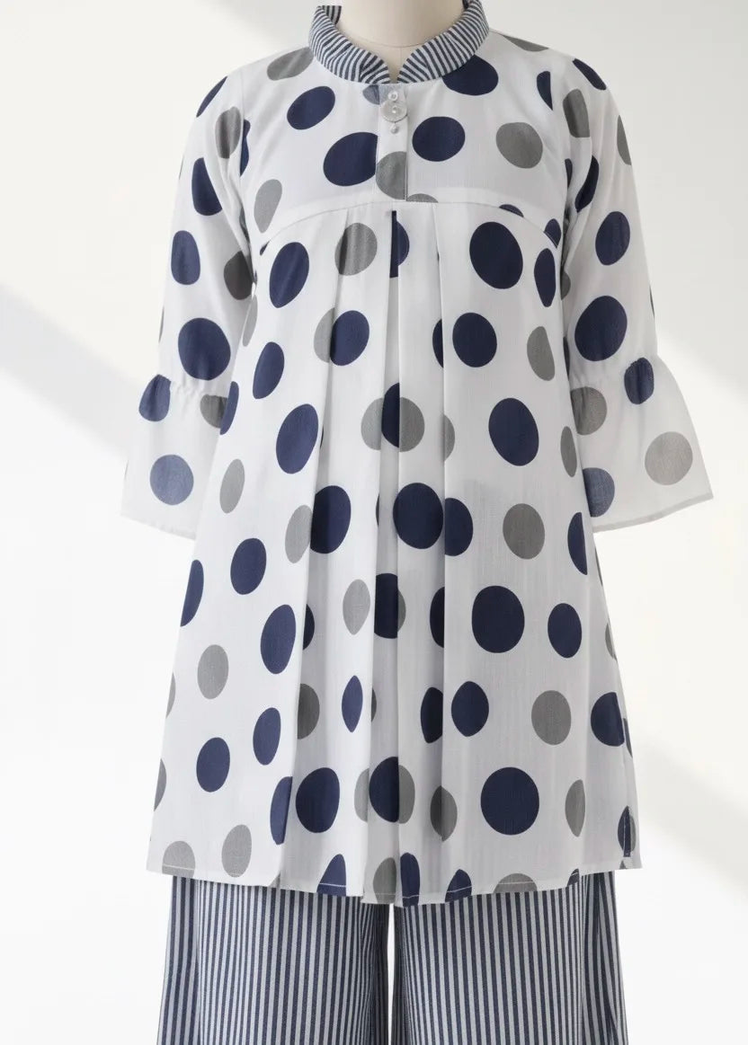 Chic Polka Dot Georgette Tunic & Palazzos Set