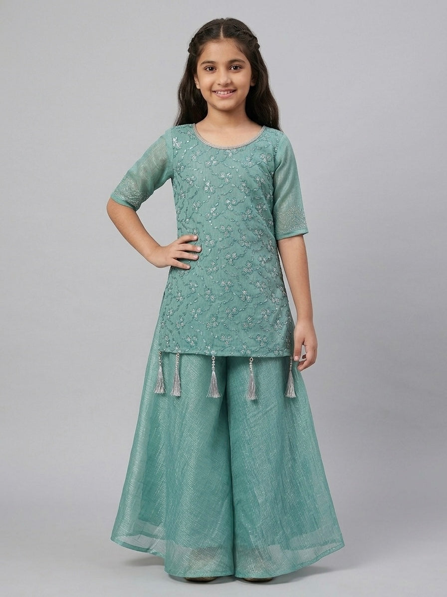 Beads-work Kurti Palazzo
