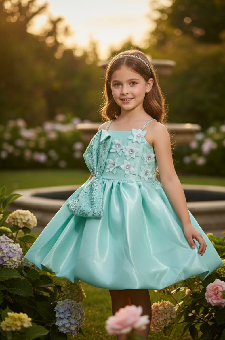 Elegant Crystal Satin Party Frock