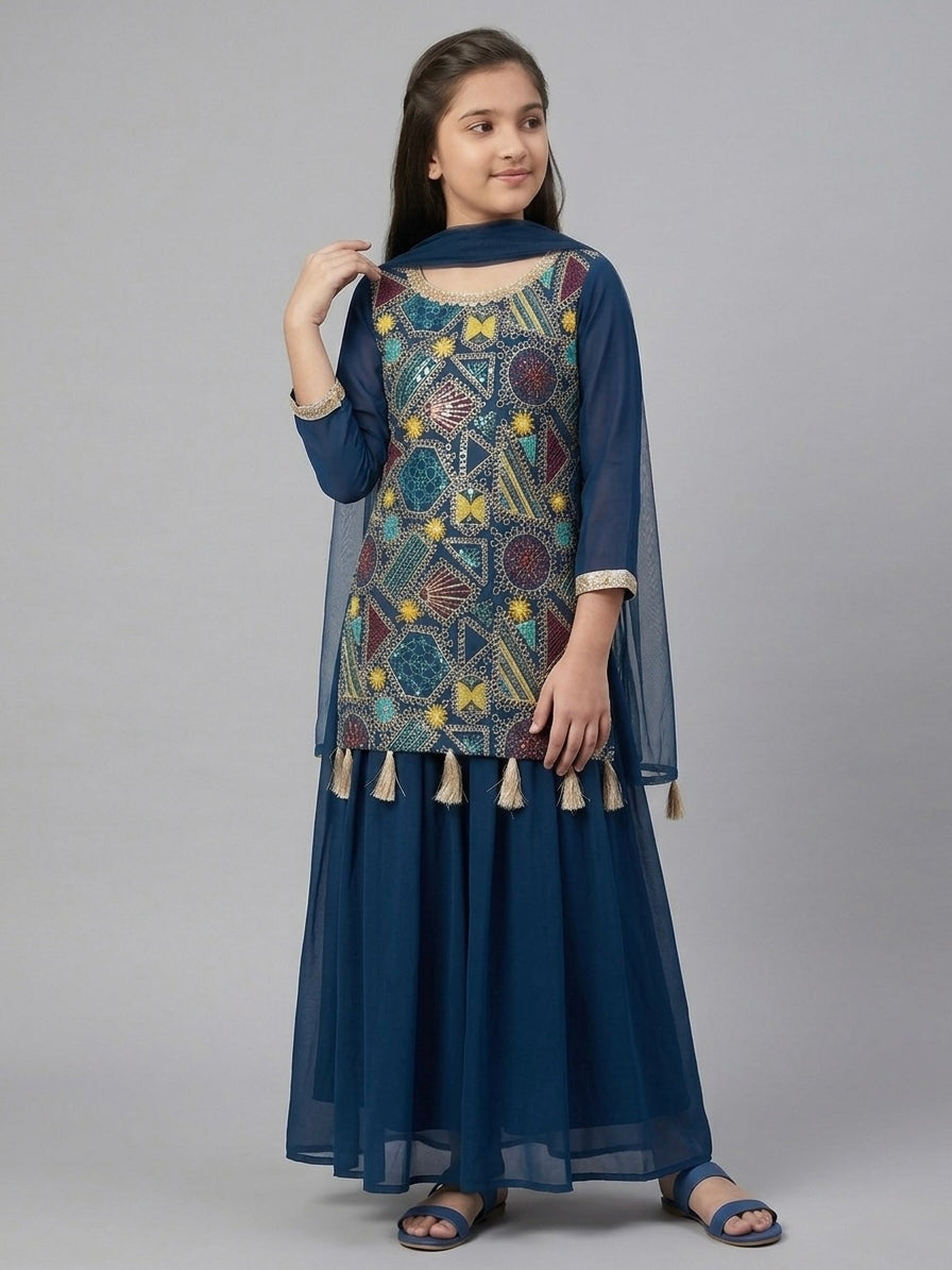 Embroidered Palazzo Set