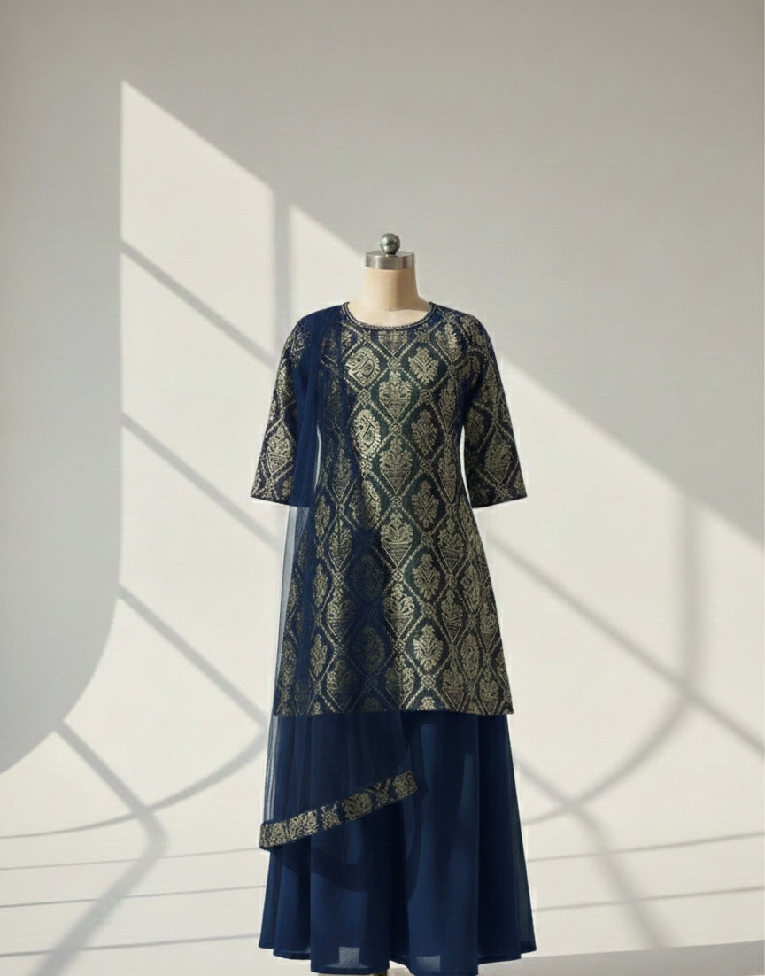 Dazzling Brocade & Swarovski Palazzo Set