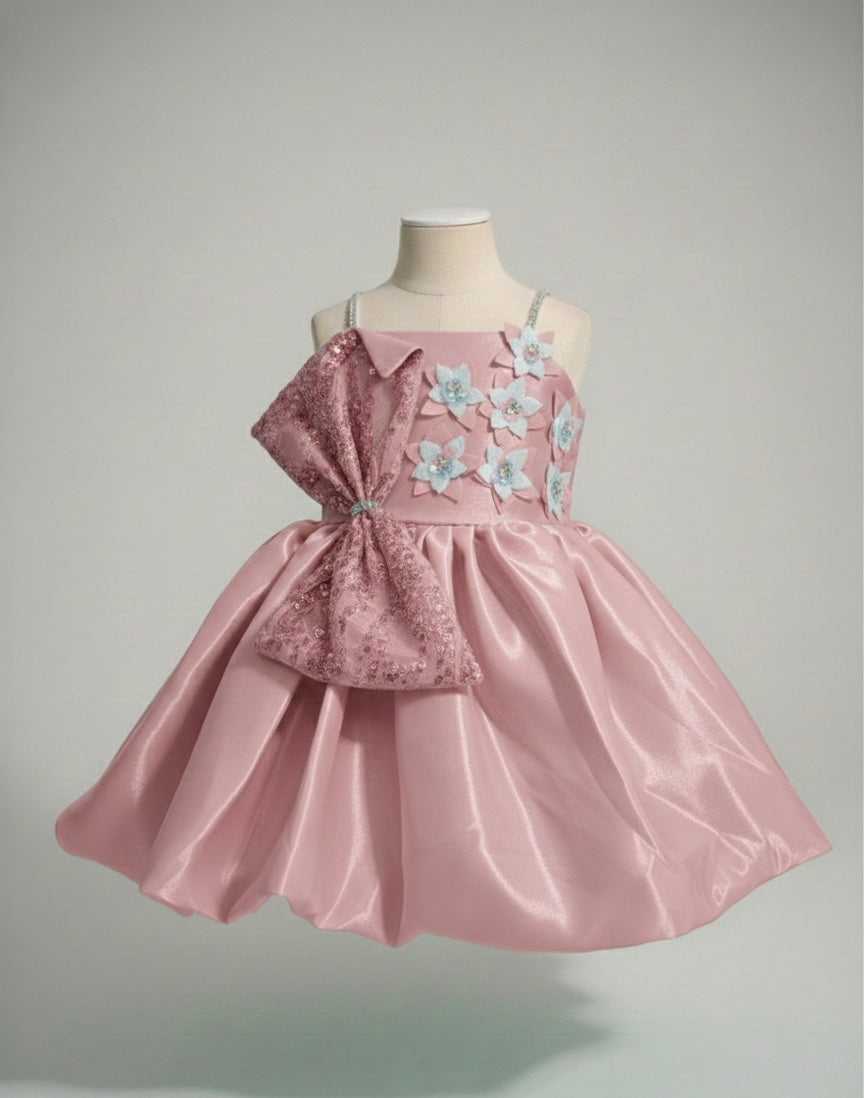 Elegant Crystal Satin Party Frock