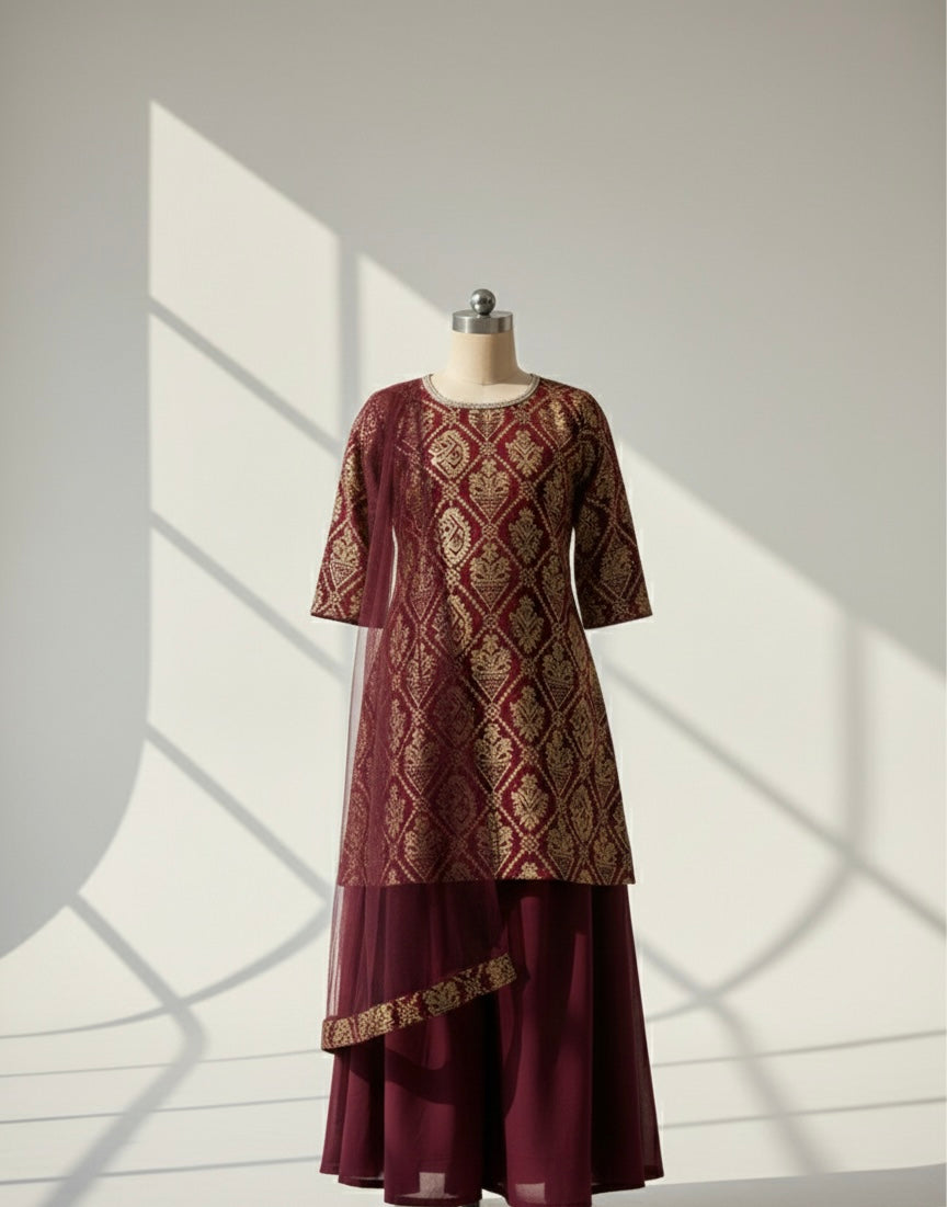 Dazzling Brocade & Swarovski Palazzo Set