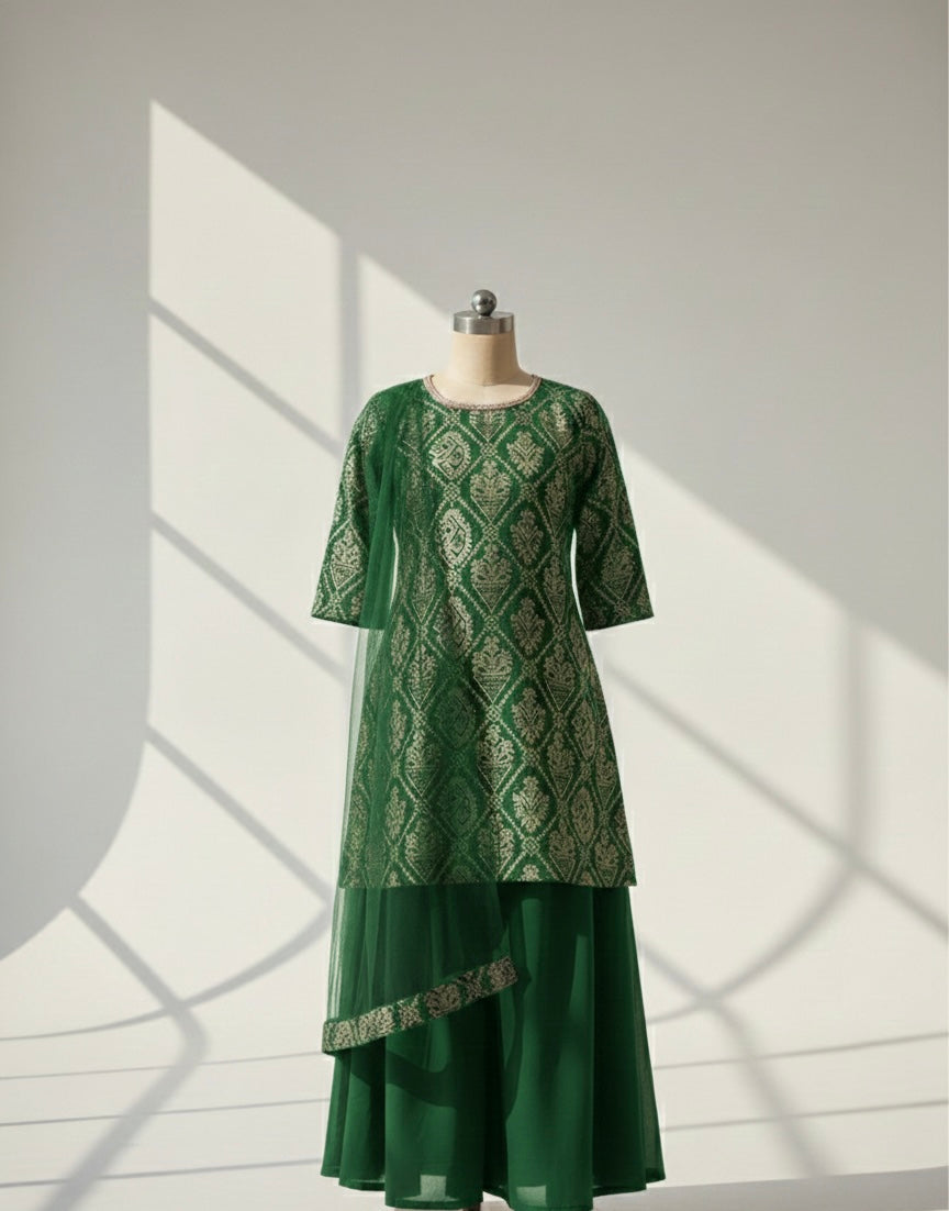 Dazzling Brocade & Swarovski Palazzo Set