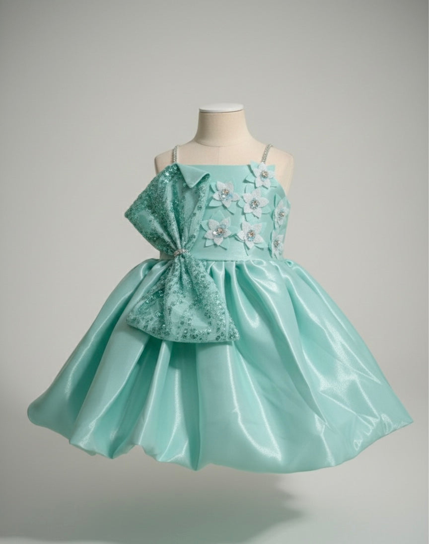 Elegant Crystal Satin Party Frock