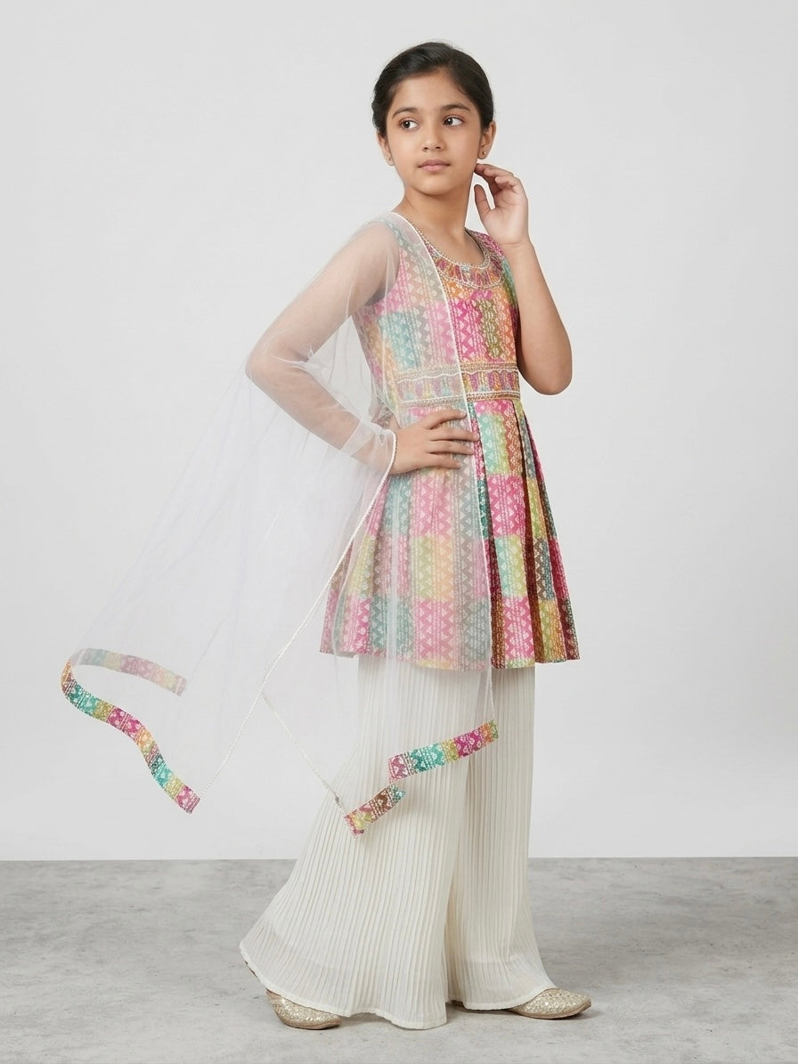 Charming Chikankari-Inspired Palazzo Set for Girls