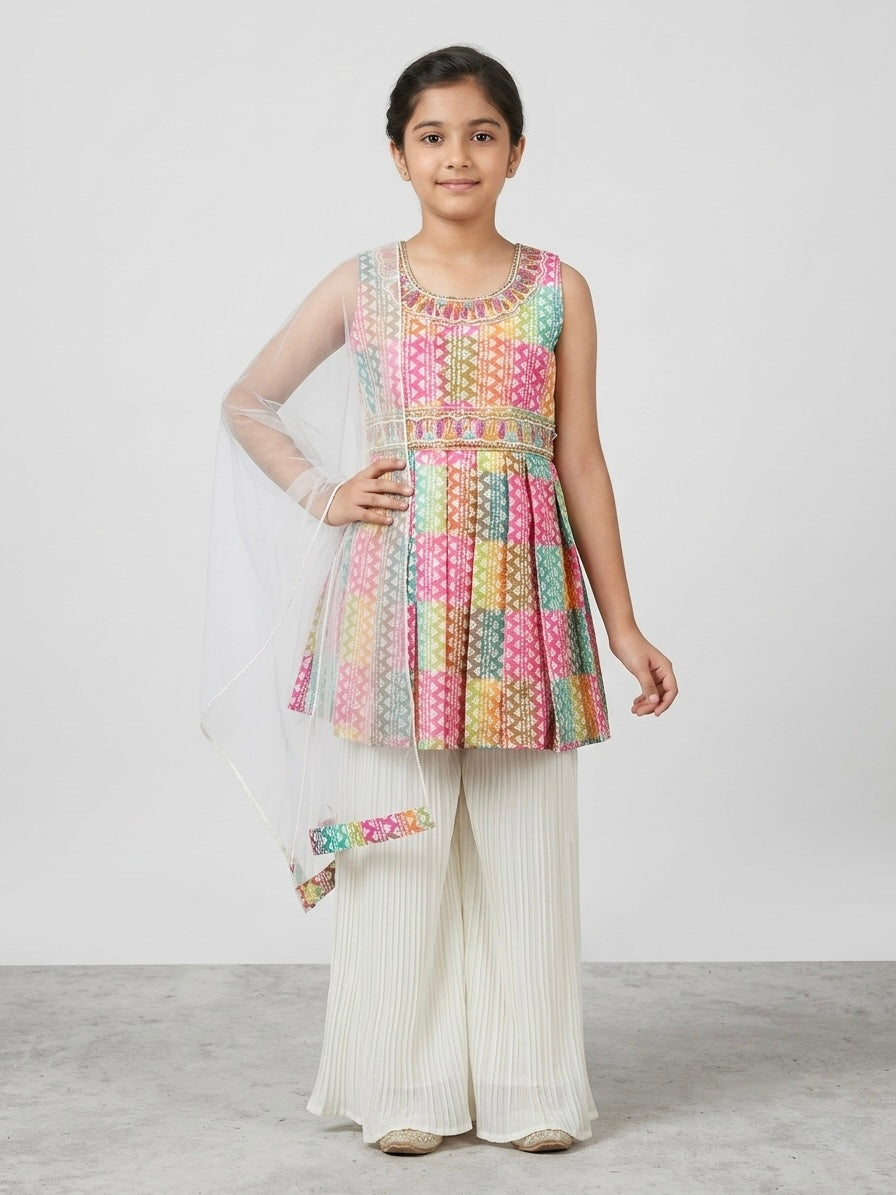 Charming Chikankari-Inspired Palazzo Set for Girls