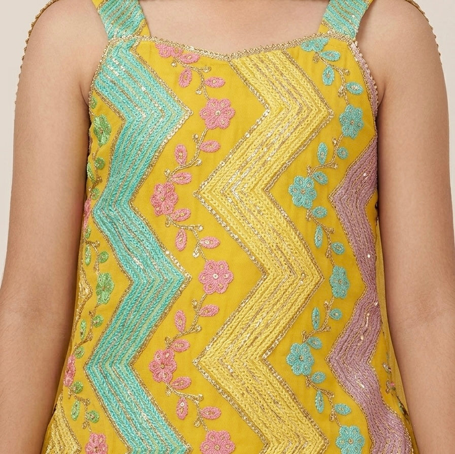 Elegant multi-color embroidery Palazzo set