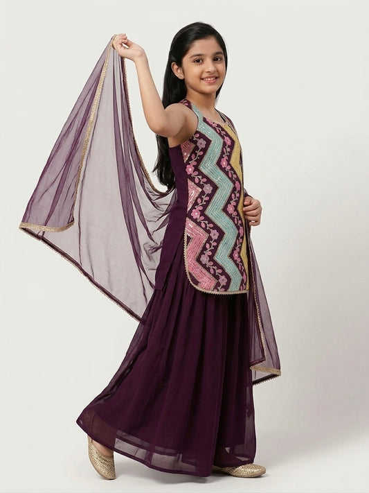 Elegant multi-color embroidery Palazzo set