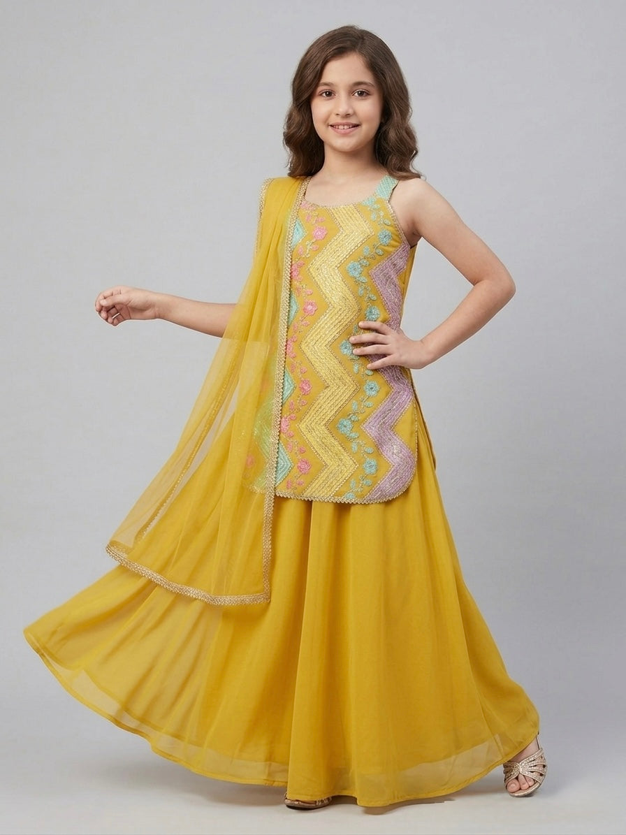 Elegant multi-color embroidery Palazzo set