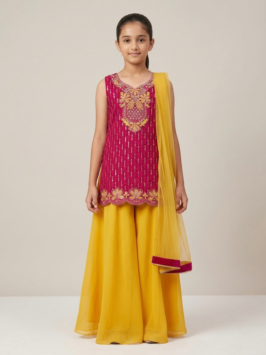 Elegant Embroidered Georgette Palazzo Set
