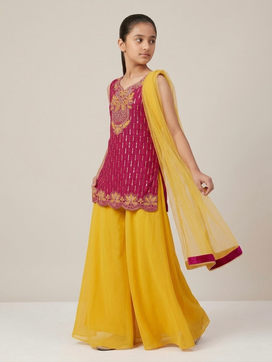 Elegant Embroidered Georgette Palazzo Set