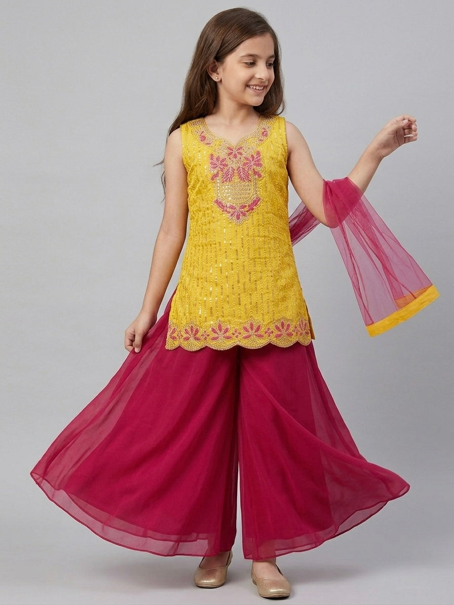 Elegant Embroidered Georgette Palazzo Set
