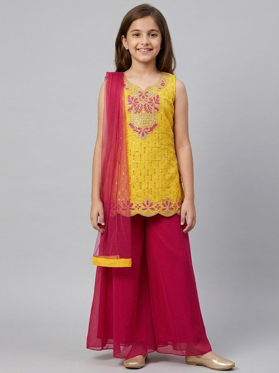 Elegant Embroidered Georgette Palazzo Set