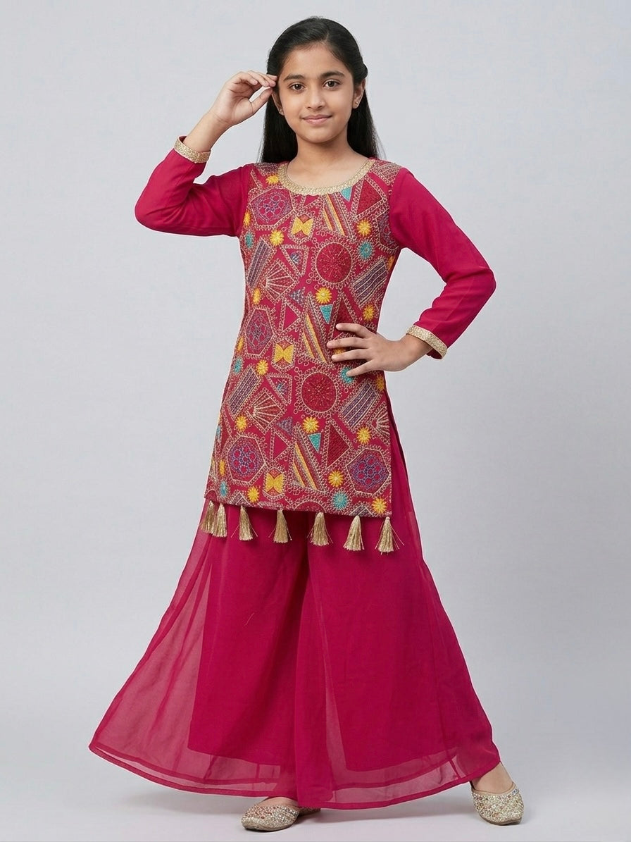 Embroidered Palazzo Set