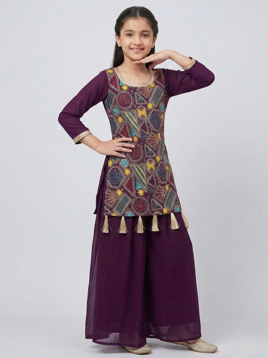 Embroidered Palazzo Set
