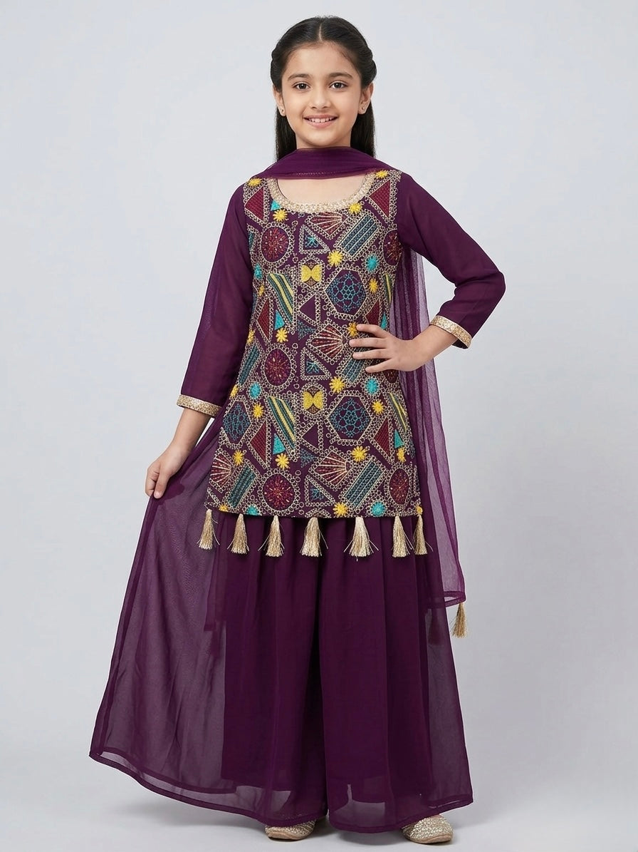 Embroidered Palazzo Set