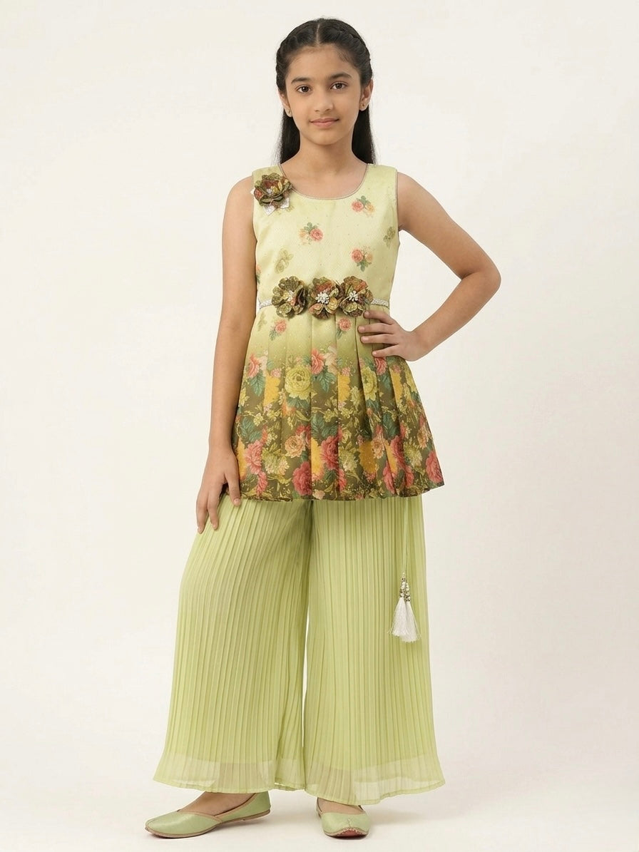 Digital Printed Peplum-Style Palazzo