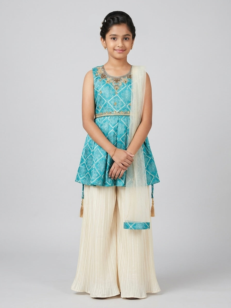 Aqua Peplum-Style Palazzo Set