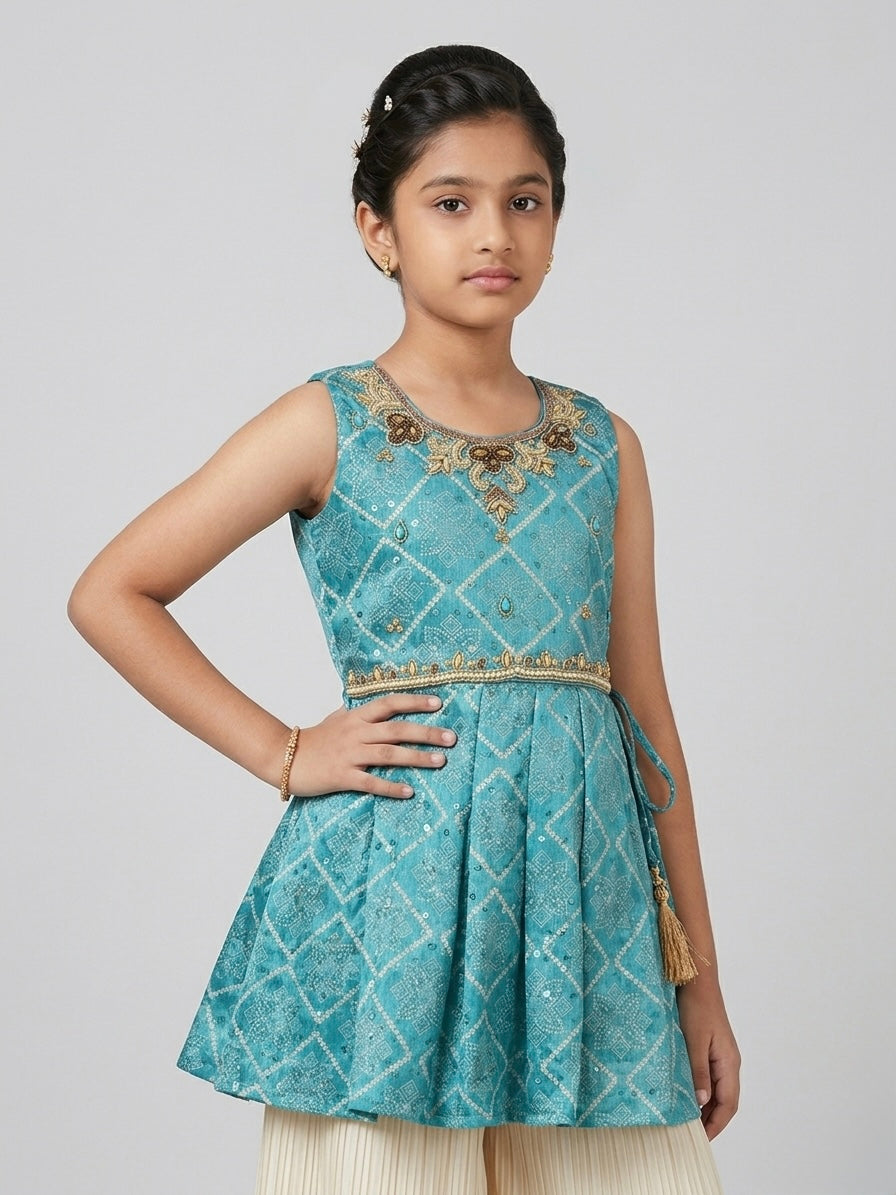 Aqua Peplum-Style Palazzo Set